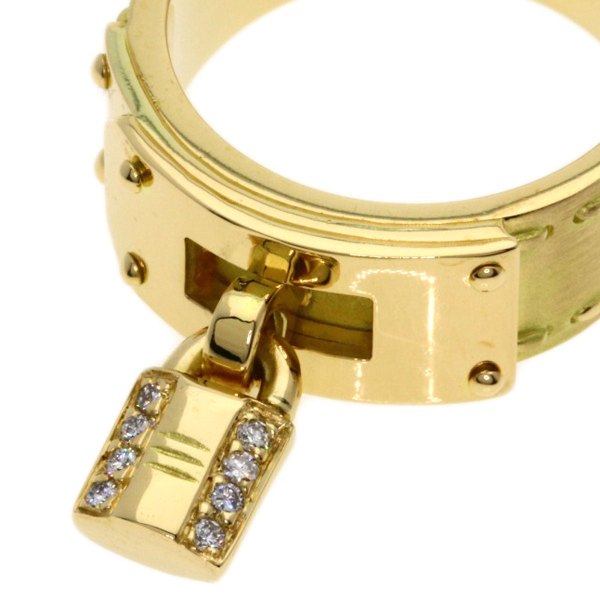 HERMES Kelly Diamond #54 Ring K18 Yellow Gold Ladies [Used]