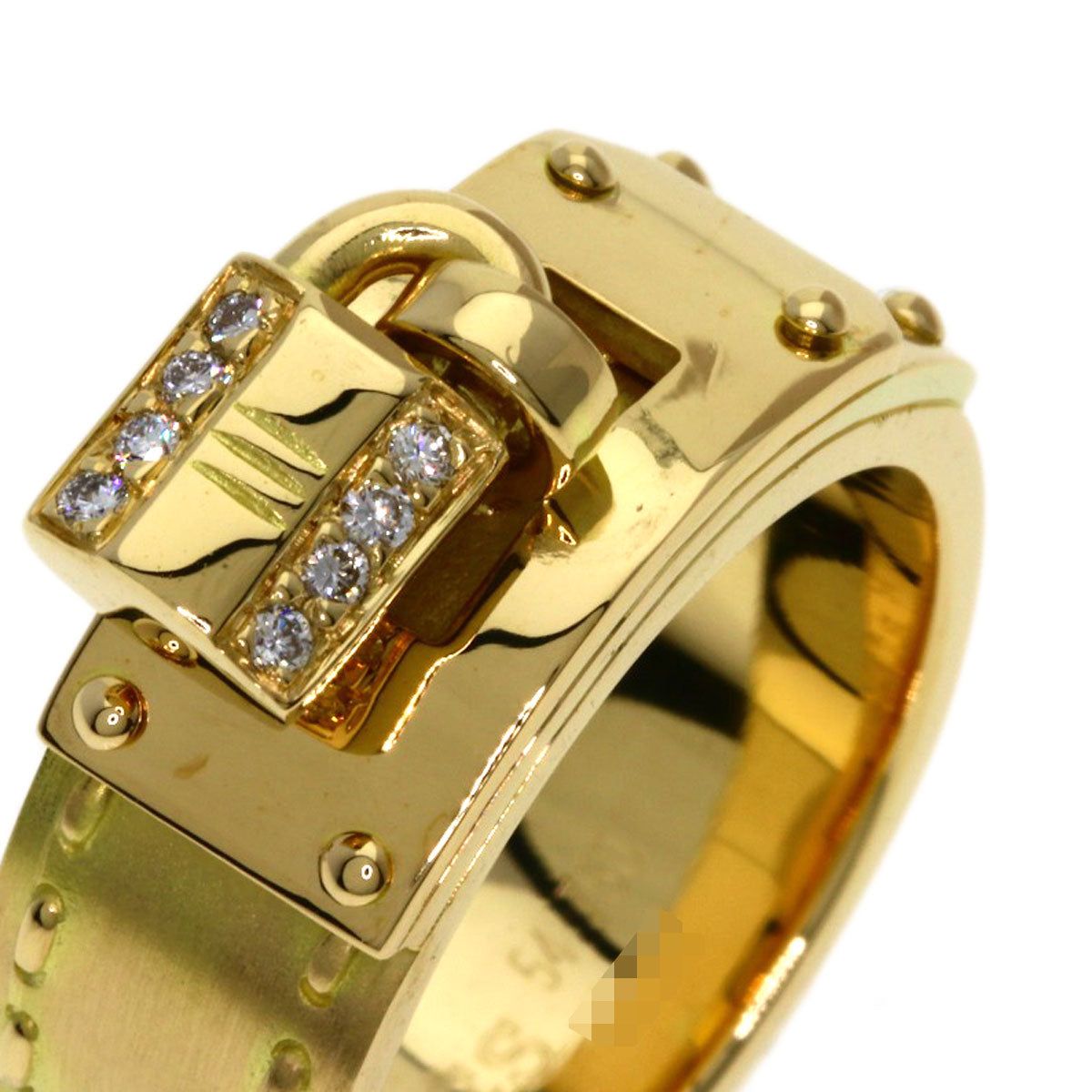 HERMES Kelly Diamond #54 Ring K18 Yellow Gold Ladies [Used]