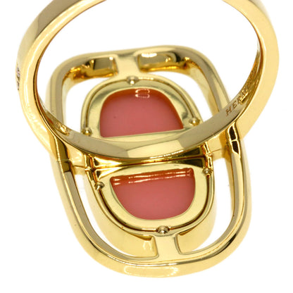 HERMES Shane Dunkle Lumière Diamond Pink Opal Ring K18 Yellow Gold Ladies [Used]