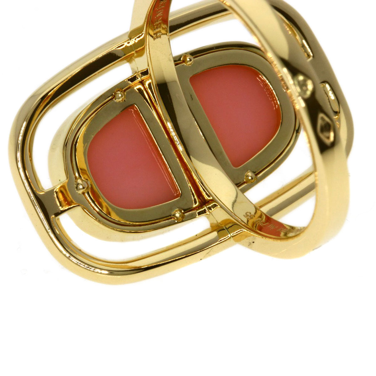 HERMES Shane Dunkle Lumière Diamond Pink Opal Ring K18 Yellow Gold Ladies [Used]
