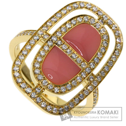 HERMES Shane Dunkle Lumière Diamond Pink Opal Ring K18 Yellow Gold Ladies [Used]