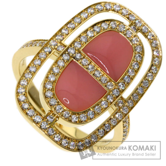 HERMES Shane Dunkle Lumière Diamond Pink Opal Ring K18 Yellow Gold Ladies [Used]