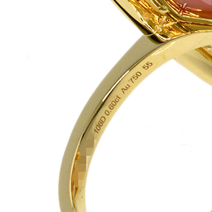 HERMES Shane Dunkle Lumière Diamond Pink Opal Ring K18 Yellow Gold Ladies [Used]