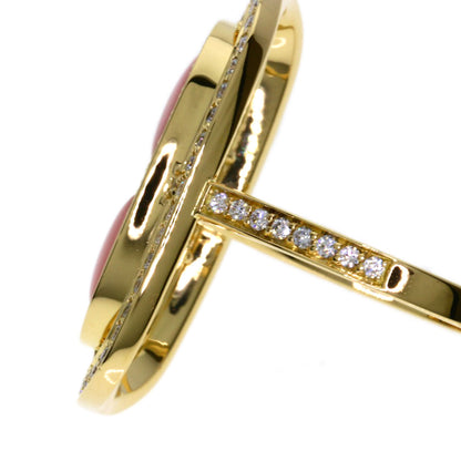 HERMES Shane Dunkle Lumière Diamond Pink Opal Ring K18 Yellow Gold Ladies [Used]