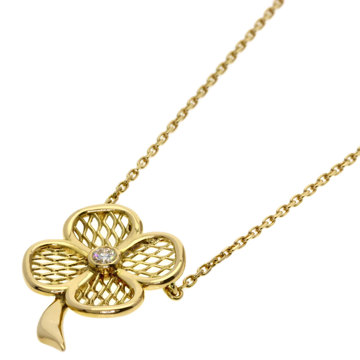 Van Cleef & Arpels Clover Diamond Antique Necklace K18 Yellow Gold Ladies [Used]