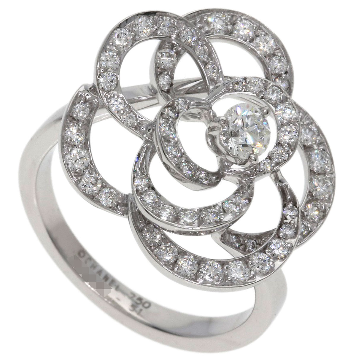 CHANEL Camellia Medium Diamond #51 Ring K18 White Gold Ladies [Used]