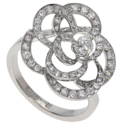 CHANEL Camellia Medium Diamond #51 Ring K18 White Gold Ladies [Used]