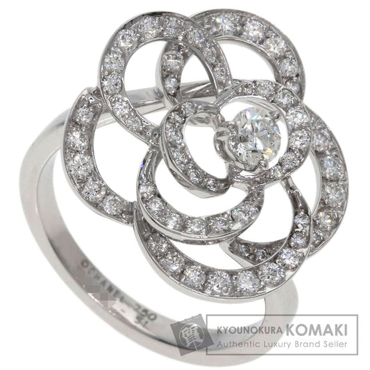 CHANEL Camellia Medium Diamond #51 Ring K18 White Gold Ladies [Used]