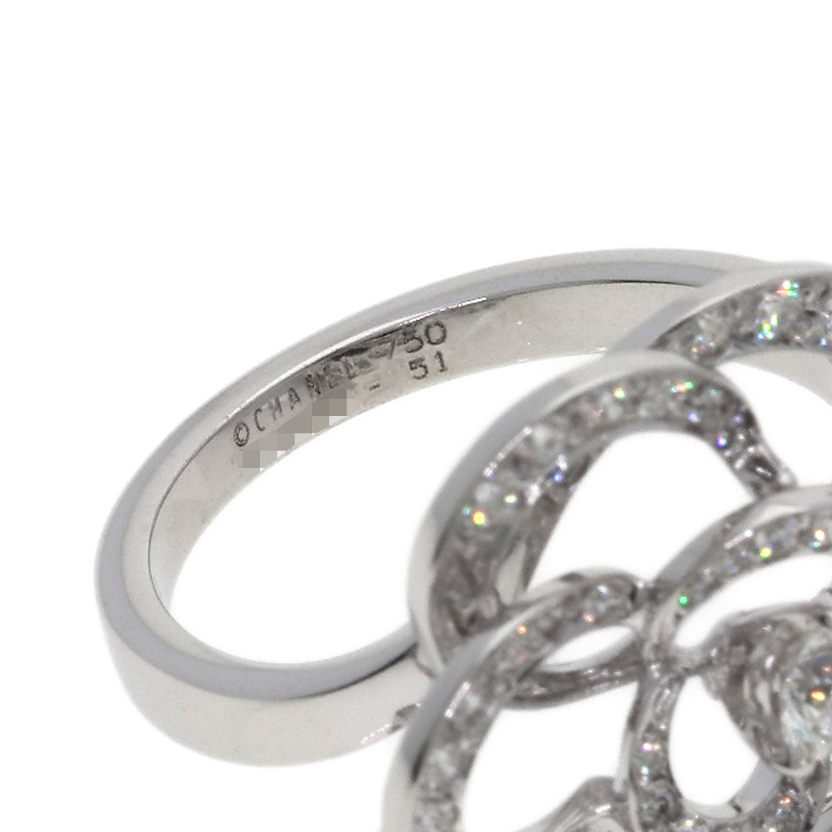 CHANEL Camellia Medium Diamond #51 Ring K18 White Gold Ladies [Used]