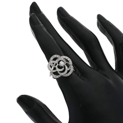 CHANEL Camellia Medium Diamond #51 Ring K18 White Gold Ladies [Used]