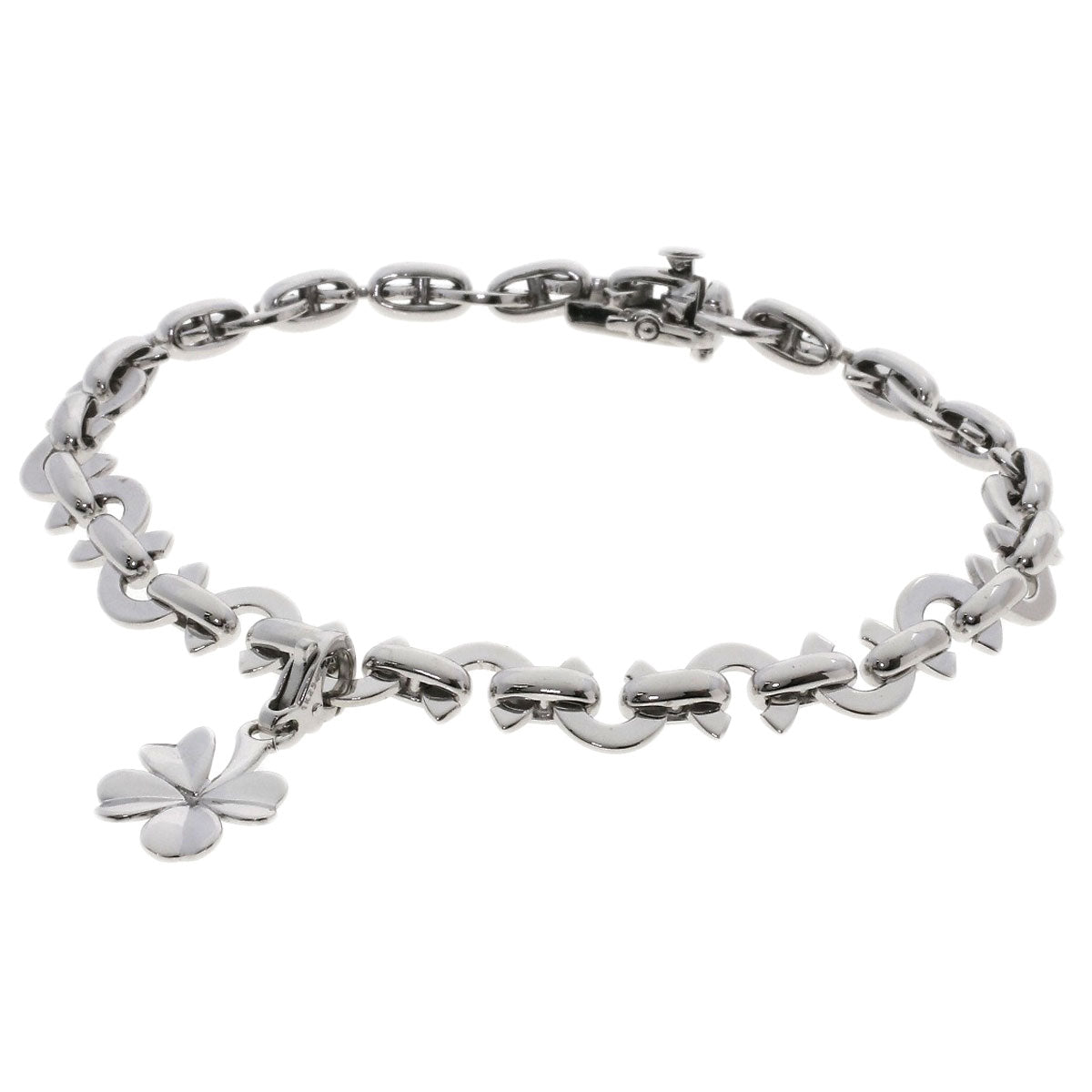 CHANEL Coco C Logo Clover Charm Bracelet K18 White Gold Ladies [Used]