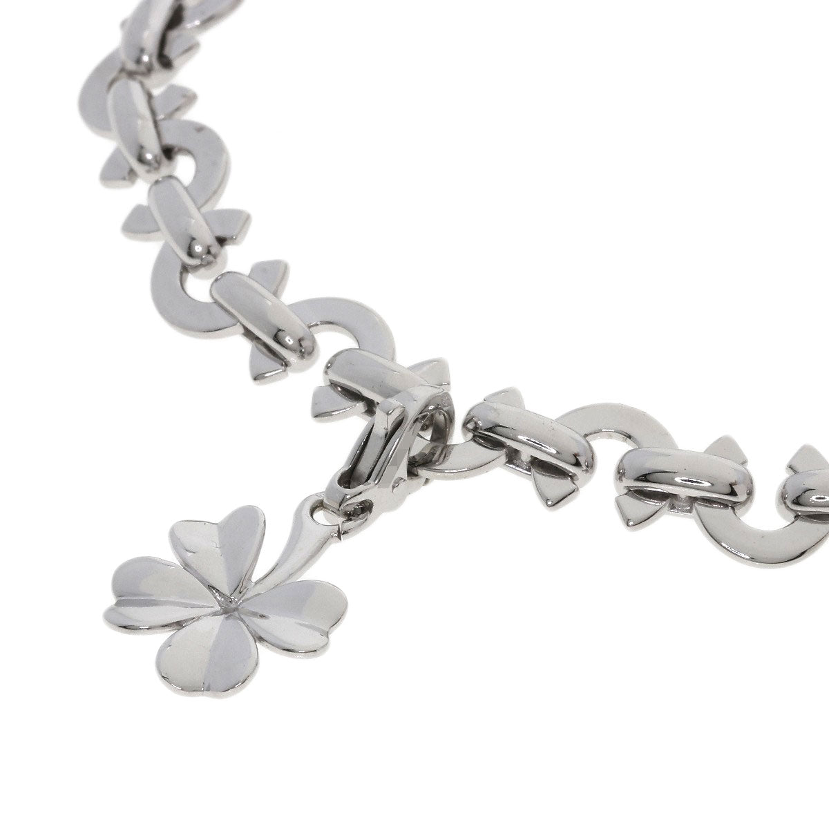 CHANEL Coco C Logo Clover Charm Bracelet K18 White Gold Ladies [Used]