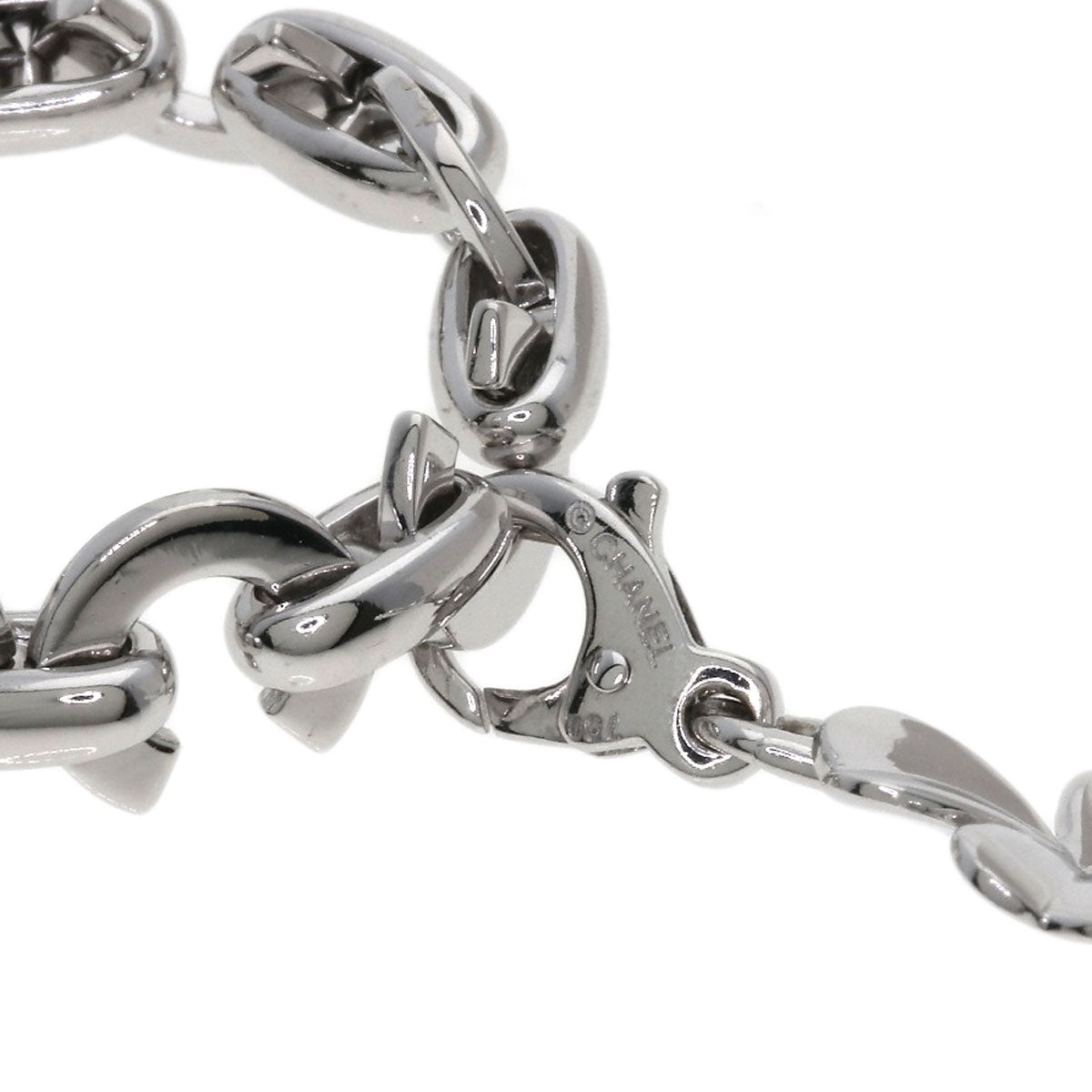 CHANEL Coco C Logo Clover Charm Bracelet K18 White Gold Ladies [Used]