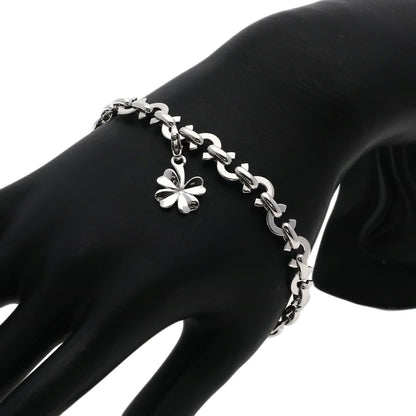 CHANEL Coco C Logo Clover Charm Bracelet K18 White Gold Ladies [Used]