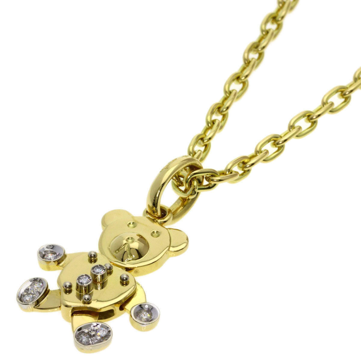 Pomellato Orset Teddy Bear Diamond Necklace K18 Yellow Gold Ladies [Used]