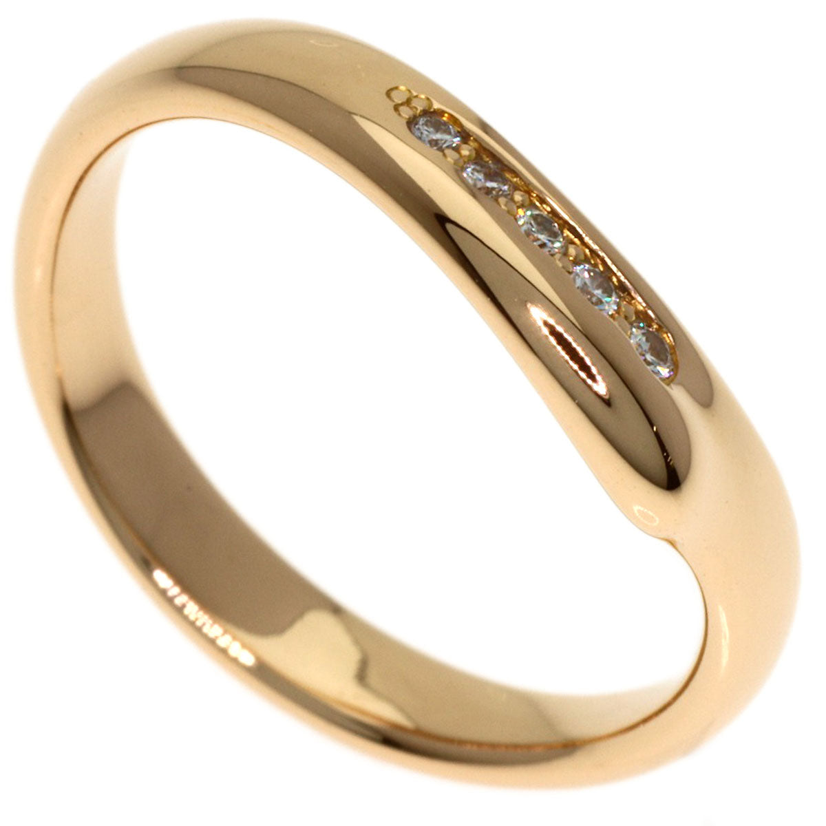 TIFFANY&Co. Open Heart Band Diamond Ring K18 Pink Gold Ladies [Used]
