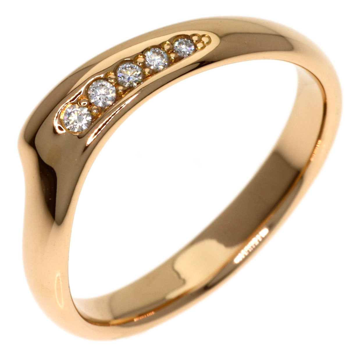 TIFFANY&Co. Open Heart Band Diamond Ring K18 Pink Gold Ladies [Used]