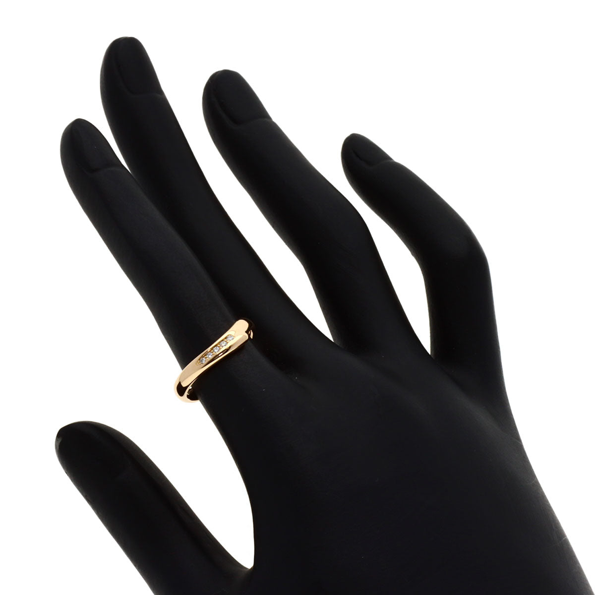 TIFFANY&Co. Open Heart Band Diamond Ring K18 Pink Gold Ladies [Used]