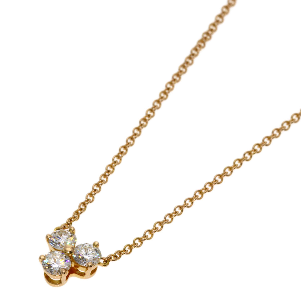 TIFFANY&Co. Aria 3P Diamond Necklace K18 Pink Gold Ladies [Used]