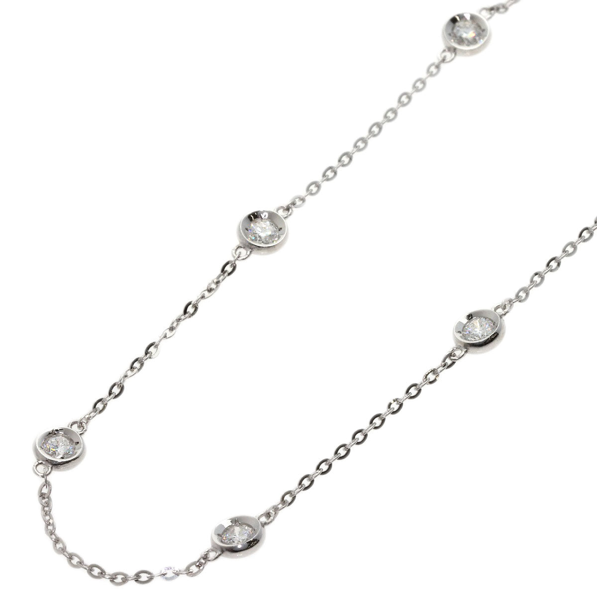 1ct 13P Diamond Necklace K18 White Gold 6.2g　Ladies