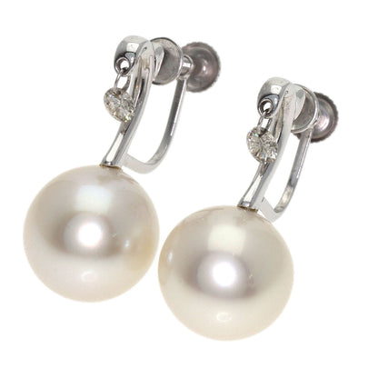 Pearl Pearl Diamond Earring K18 White Gold 5.1g　Ladies