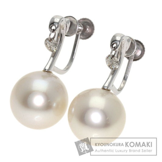 Pearl Pearl Diamond Earring K18 White Gold 5.1g　Ladies