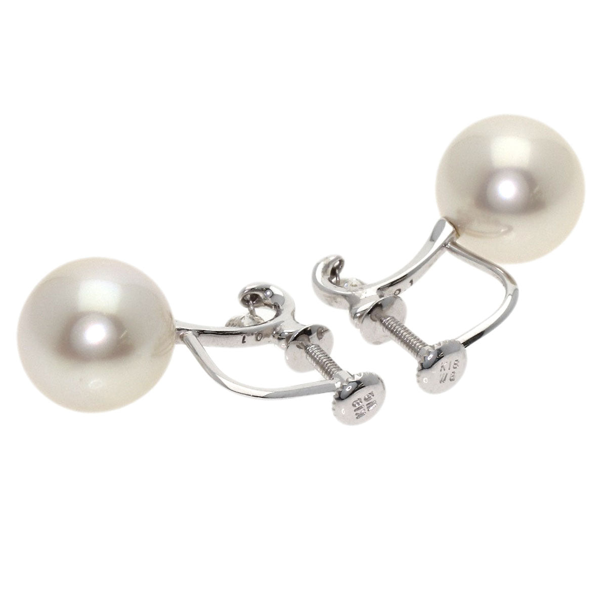 Pearl Pearl Diamond Earring K18 White Gold 5.1g　Ladies
