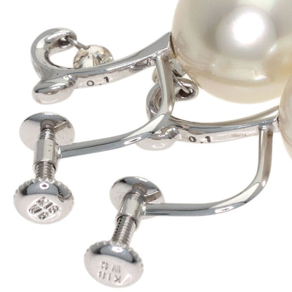 Pearl Pearl Diamond Earring K18 White Gold 5.1g　Ladies