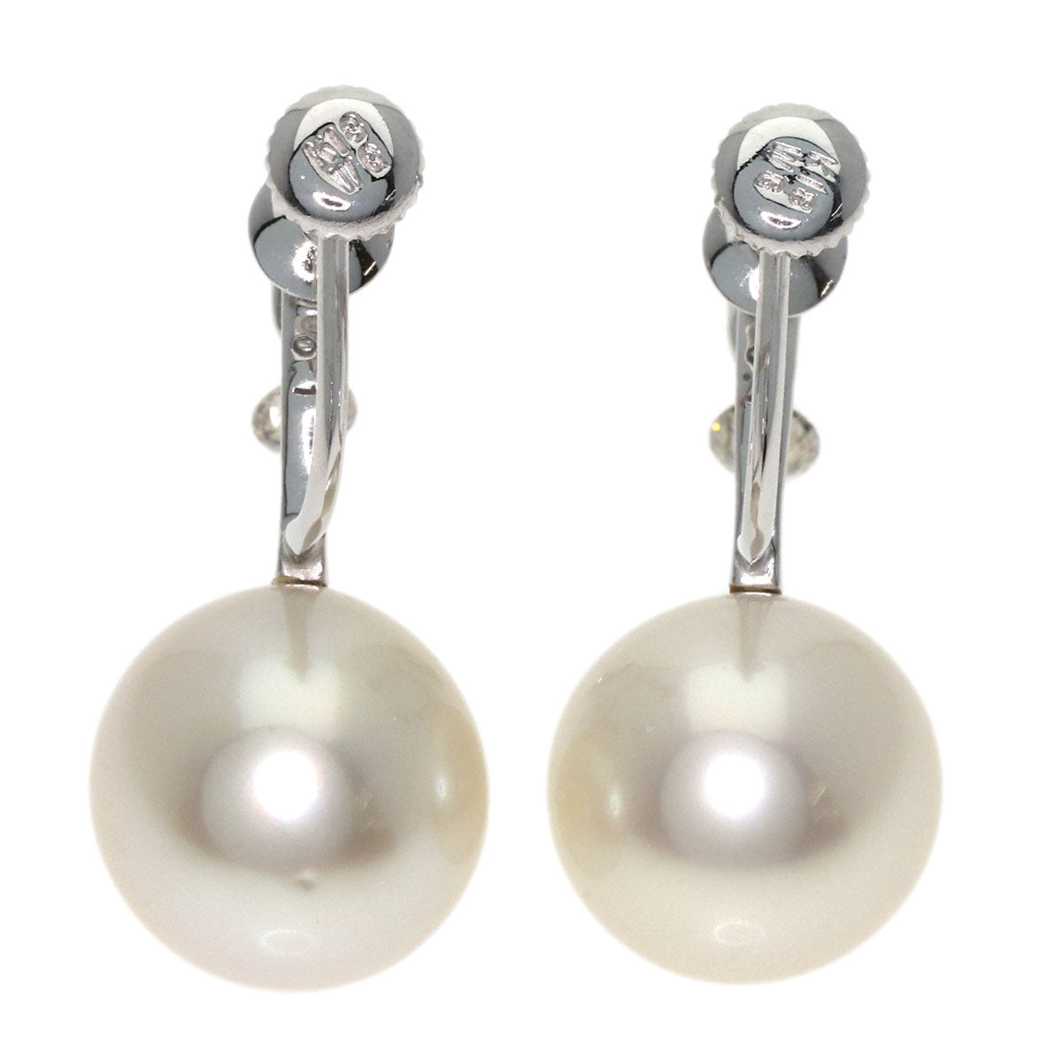 Pearl Pearl Diamond Earring K18 White Gold 5.1g　Ladies