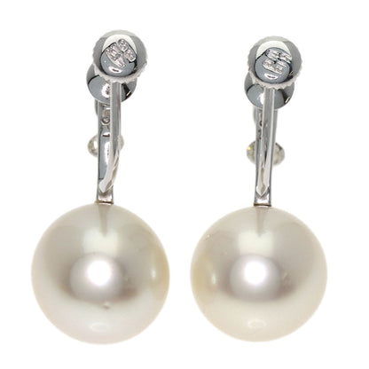 Pearl Pearl Diamond Earring K18 White Gold 5.1g　Ladies