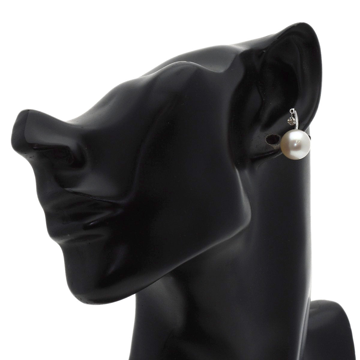 Pearl Pearl Diamond Earring K18 White Gold 5.1g　Ladies