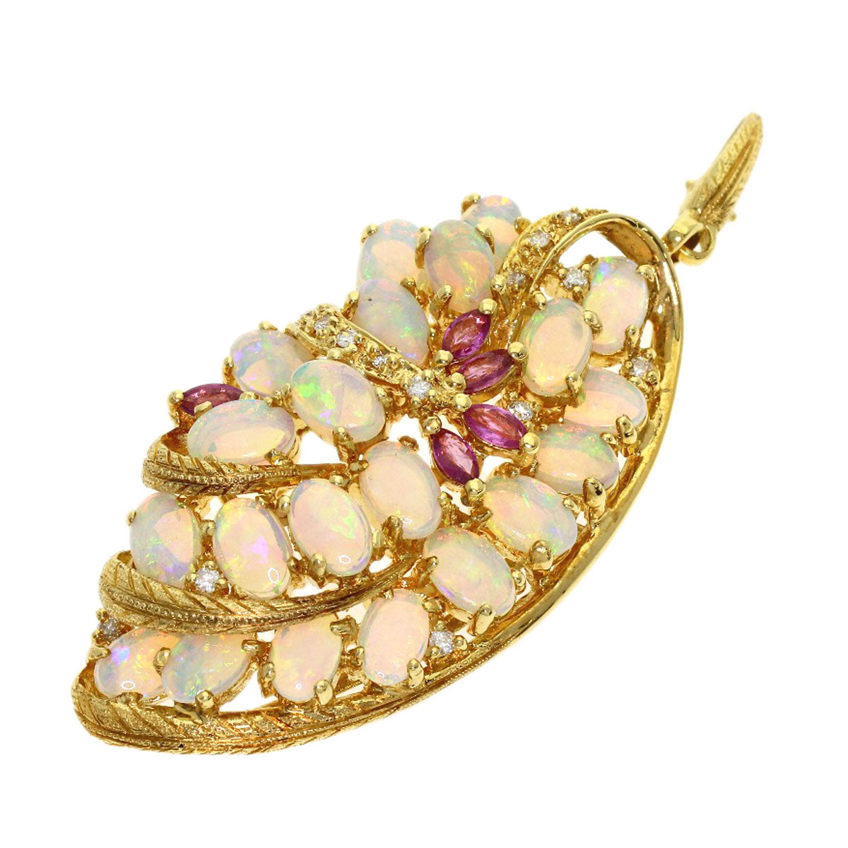4.54ct Opal Diamond Colored Stone Brooch K18 Yellow Gold 16.5g　Ladies