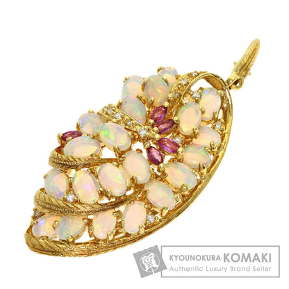 4.54ct Opal Diamond Colored Stone Brooch K18 Yellow Gold 16.5g　Ladies