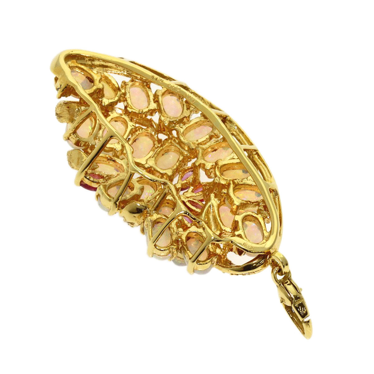 4.54ct Opal Diamond Colored Stone Brooch K18 Yellow Gold 16.5g　Ladies