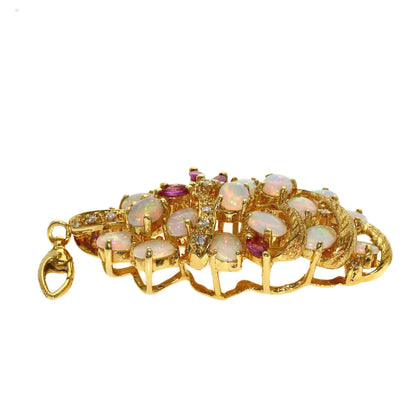 4.54ct Opal Diamond Colored Stone Brooch K18 Yellow Gold 16.5g　Ladies