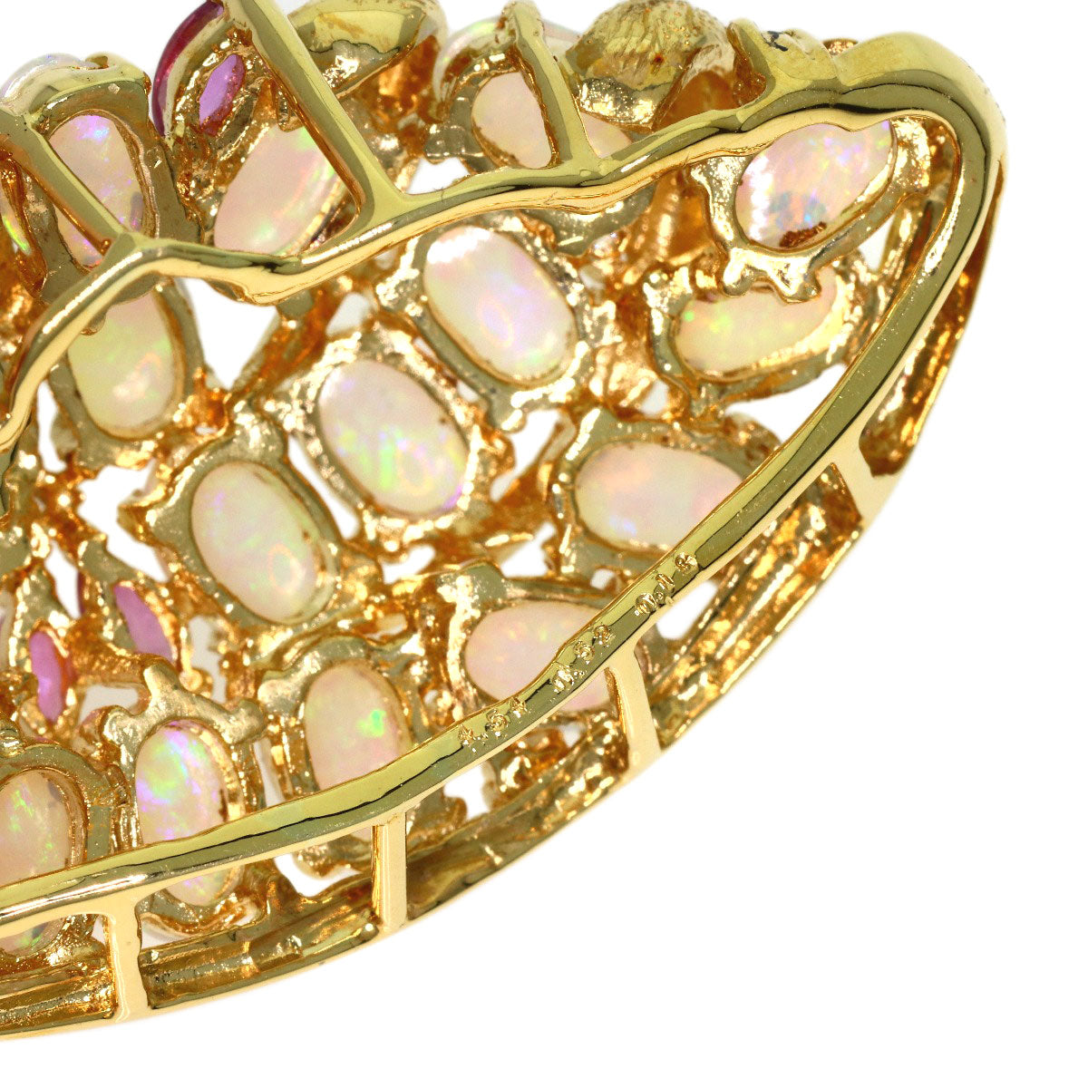 4.54ct Opal Diamond Colored Stone Brooch K18 Yellow Gold 16.5g　Ladies