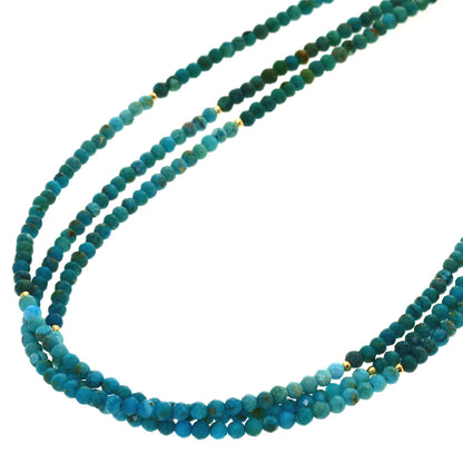 Black Spinel Turquoise Triple Strand Necklace Metal 20.2g　Ladies