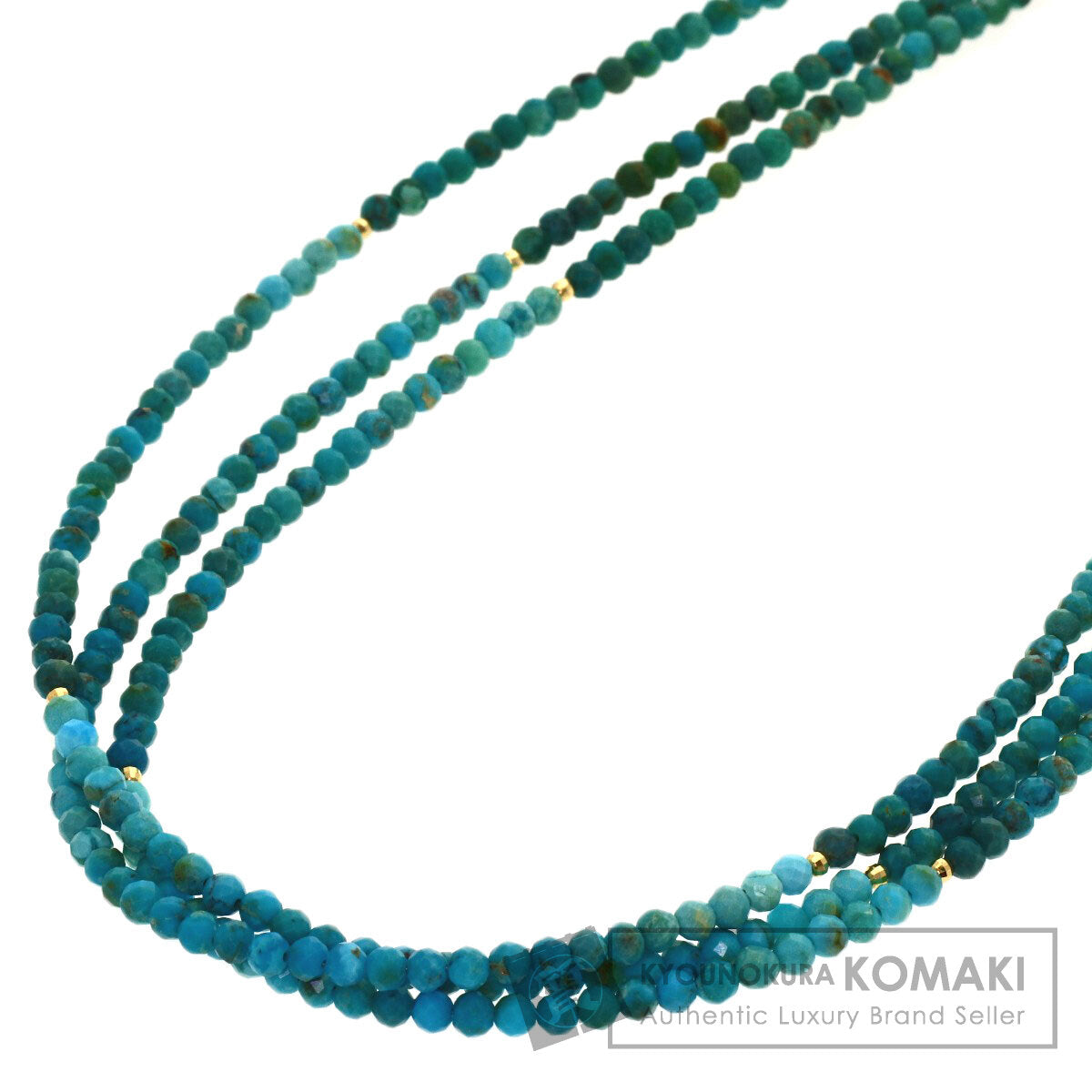 Black Spinel Turquoise Triple Strand Necklace Metal 20.2g　Ladies