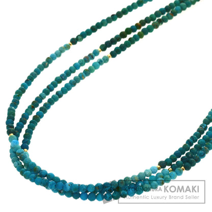 Black Spinel Turquoise Triple Strand Necklace Metal 20.2g　Ladies