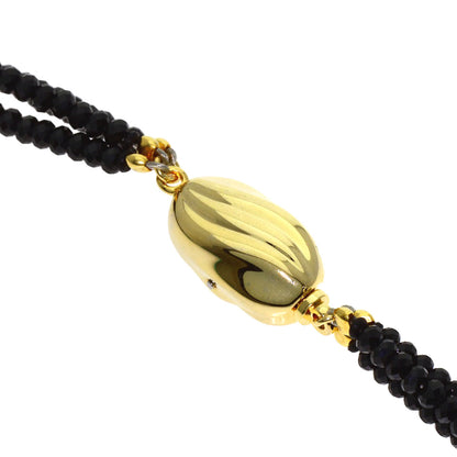 Black Spinel Turquoise Triple Strand Necklace Metal 20.2g　Ladies
