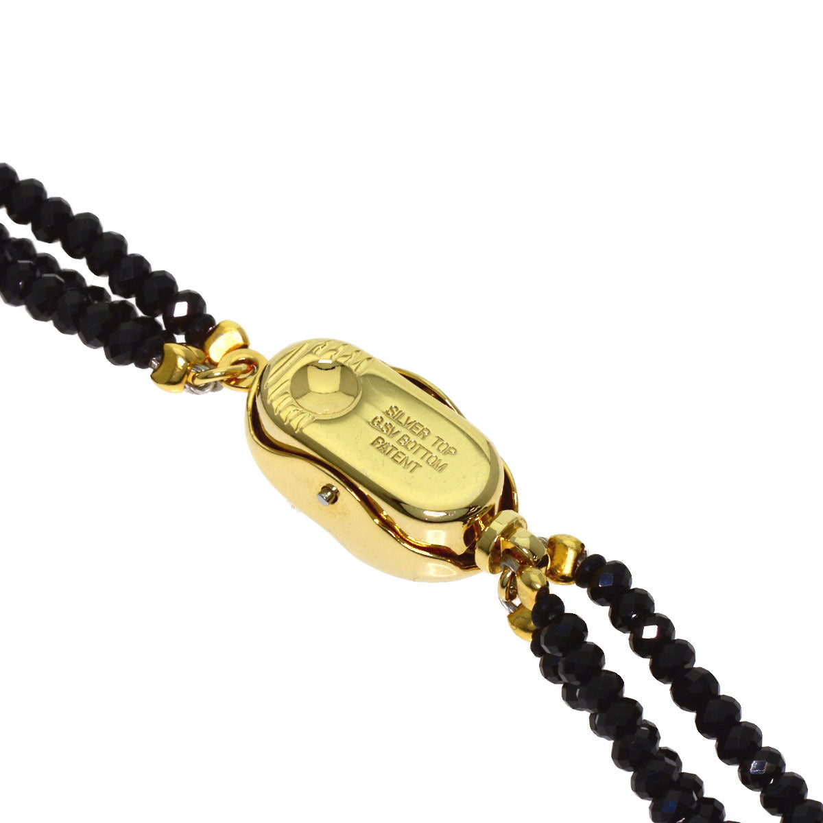 Black Spinel Turquoise Triple Strand Necklace Metal 20.2g　Ladies