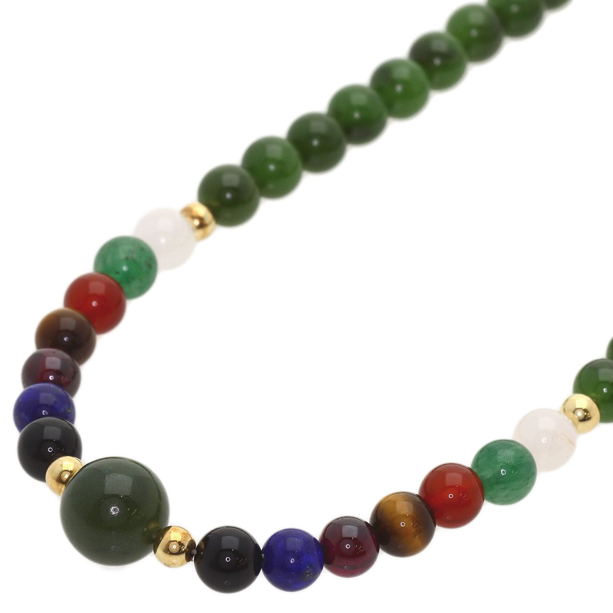 Nephrite Lapis Lazuli & Azure stone Necklace K18 Yellow Gold 28.5g　Ladies