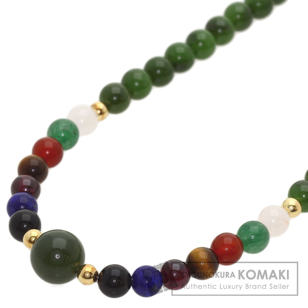 Nephrite Lapis Lazuli & Azure stone Necklace K18 Yellow Gold 28.5g　Ladies