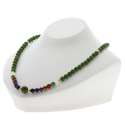Nephrite Lapis Lazuli & Azure stone Necklace K18 Yellow Gold 28.5g　Ladies