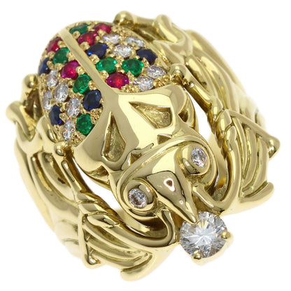 0.335ct Scarab motif multicolor diamond Ring K18 Yellow Gold 27.4g　Ladies