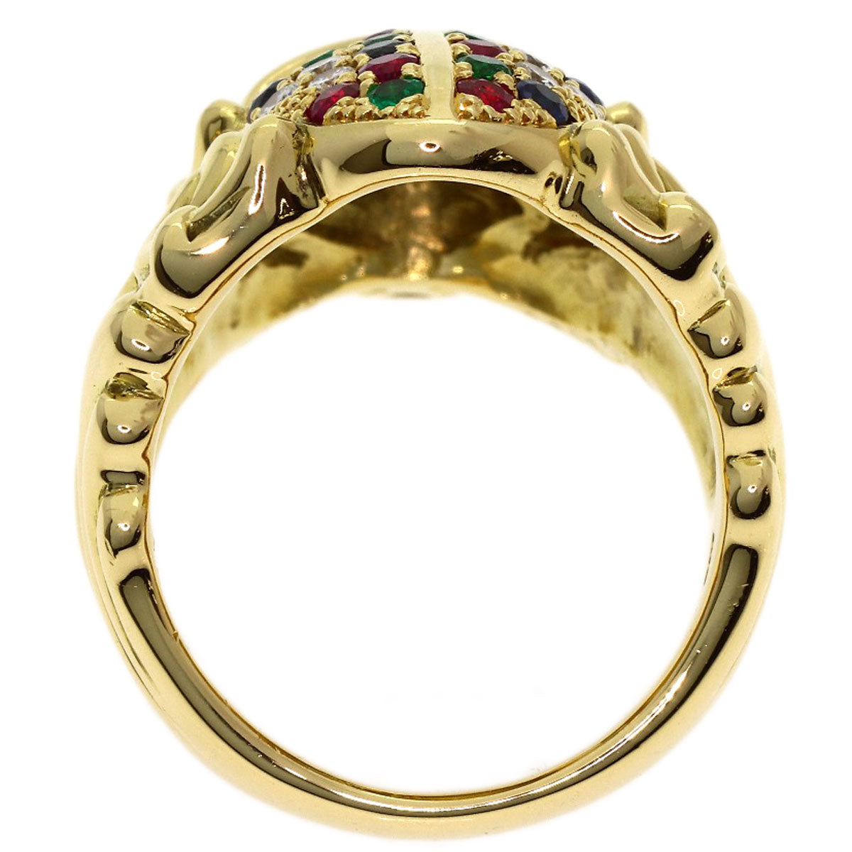 0.335ct Scarab motif multicolor diamond Ring K18 Yellow Gold 27.4g　Ladies