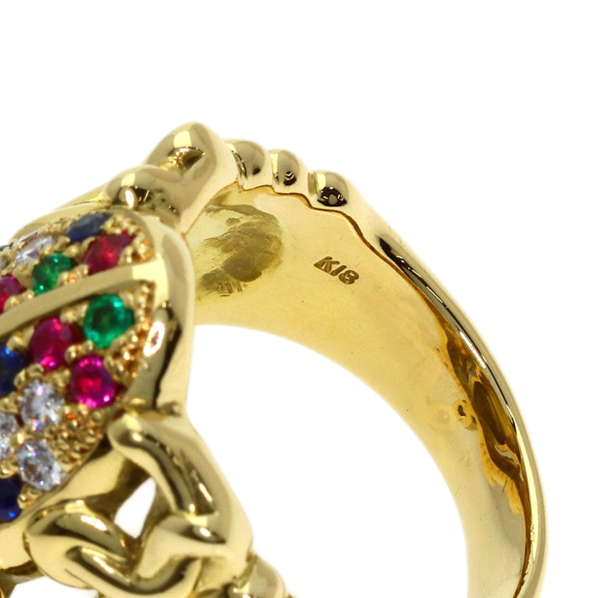 0.335ct Scarab motif multicolor diamond Ring K18 Yellow Gold 27.4g　Ladies