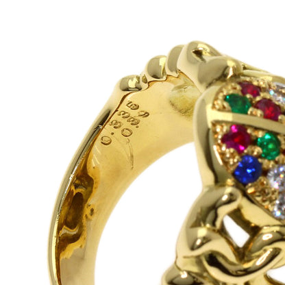 0.335ct Scarab motif multicolor diamond Ring K18 Yellow Gold 27.4g　Ladies