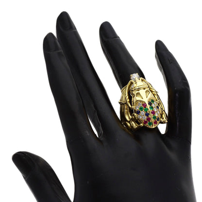 0.335ct Scarab motif multicolor diamond Ring K18 Yellow Gold 27.4g　Ladies