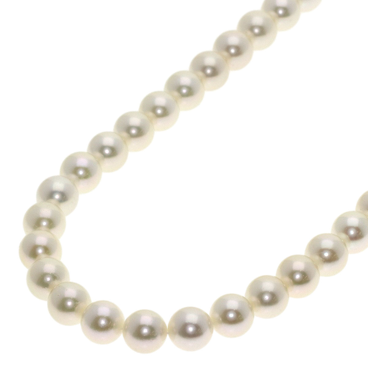 MIKIMOTO Pearl Pearl M Charm Included Long Necklace K18 White Gold Ladies [Used]